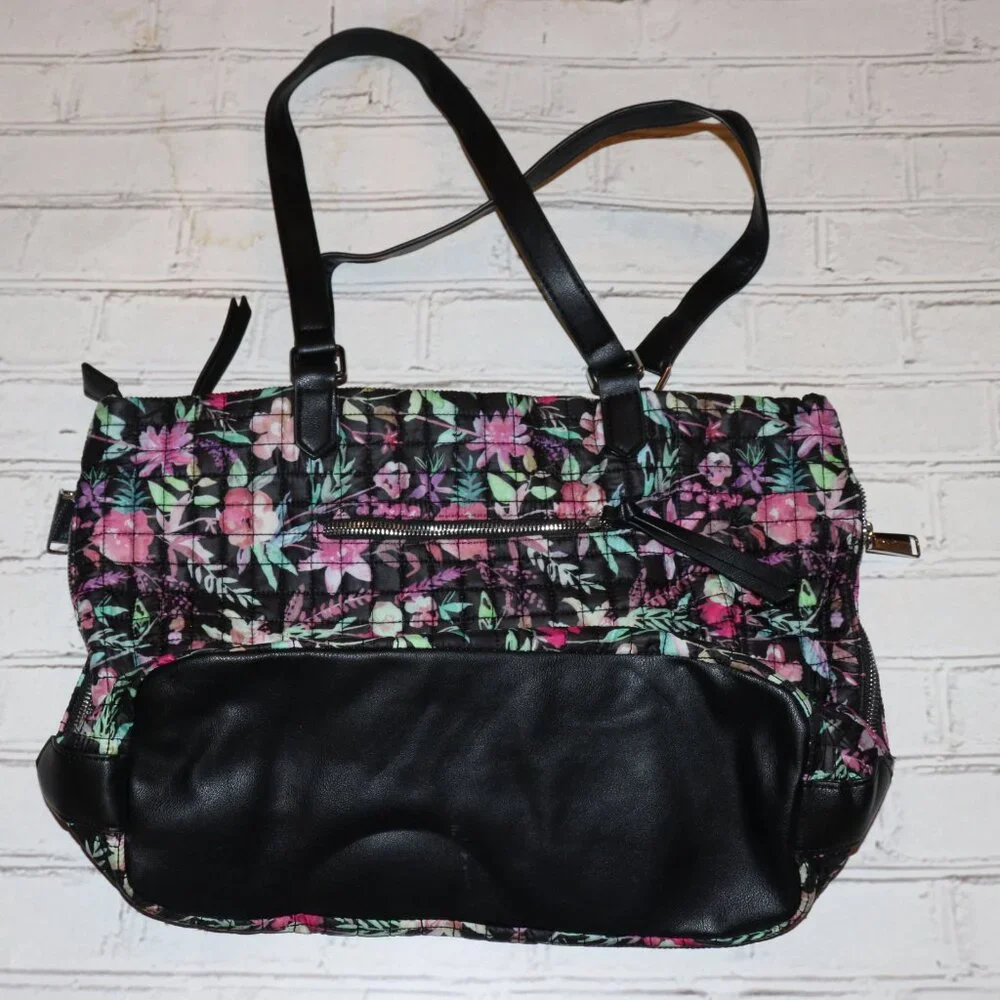 🌺 Max Studio Floral Quilted Tote · 12x14